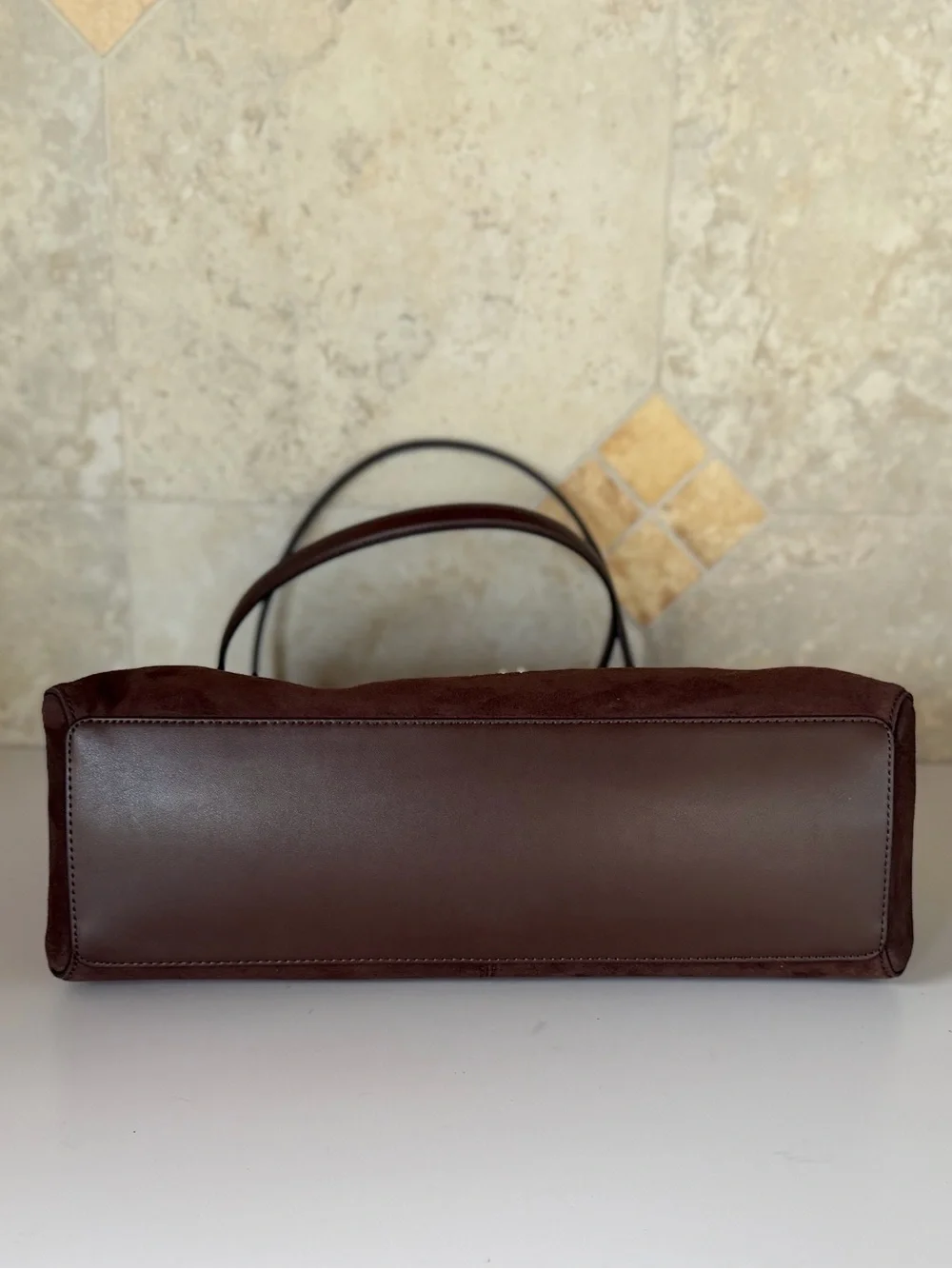 Michael Kors Christina LG MK Logo Chain Shoulder Tote Bag Dark Brown